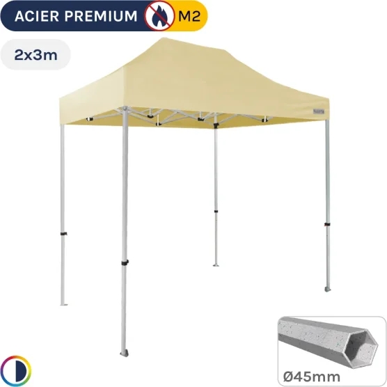 Barnum Pliant - Stand Acier Premium M2 2x3m BEIGE 380gr/m²