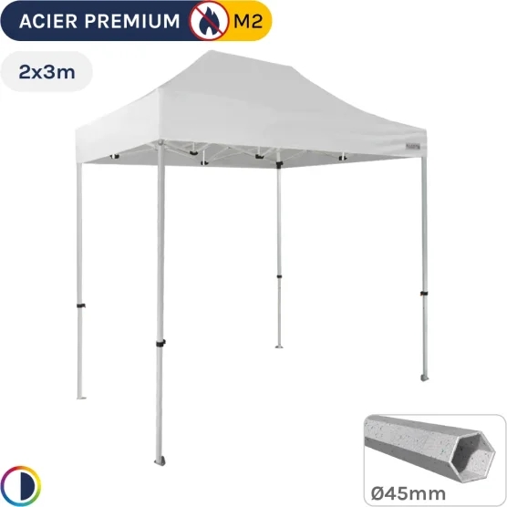 Barnum Pliant - Stand Acier Premium M2 2x3m BLANC 380gr/m²