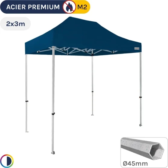 Barnum Pliant - Stand Acier Premium M2 2x3m BLEU 380gr/m²