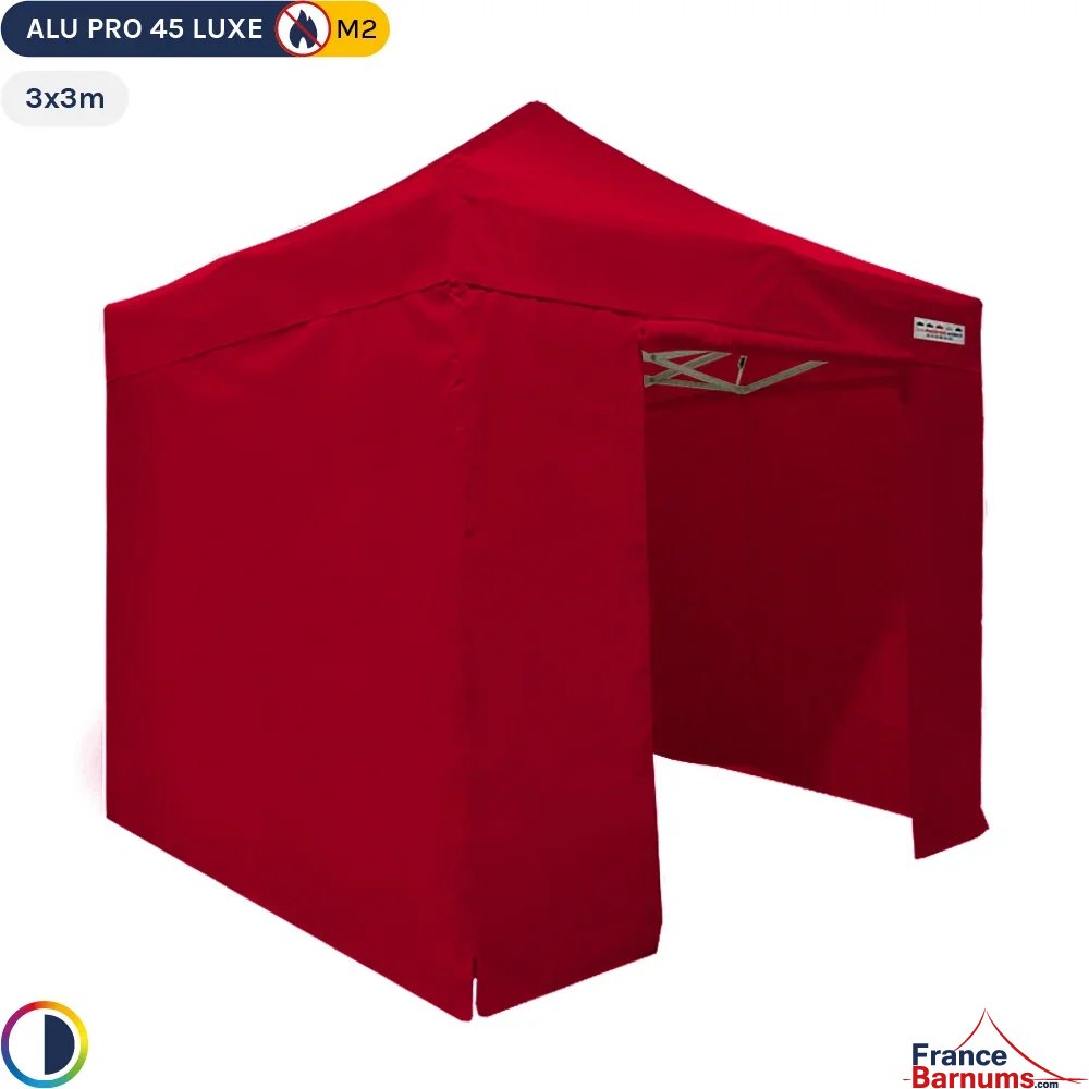 Tente pliante - Stand pliant Alu Pro 45 LUXE M2 3mx3m ROUGE + Pack Côtés 380gr/m²