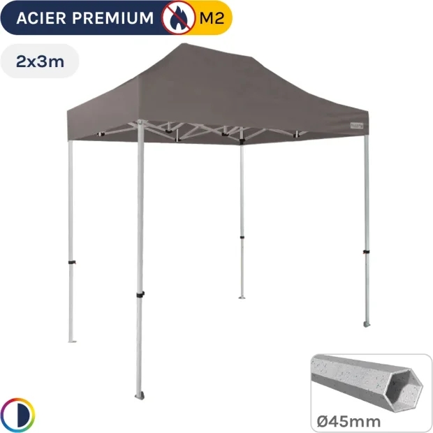 Barnum Pliant - Stand Acier Premium M2 2x3m TAUPE 380gr/m²