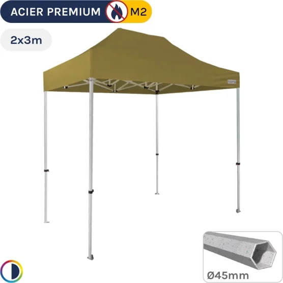 Barnum Pliant - Stand Acier Premium M2 2x3m VERT DORÉ 380gr/m²