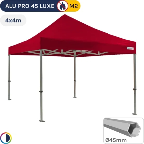 Barnum pliant - Stand pliant Alu Pro 45 LUXE M2 4mx4m ROUGE 380gr/m²