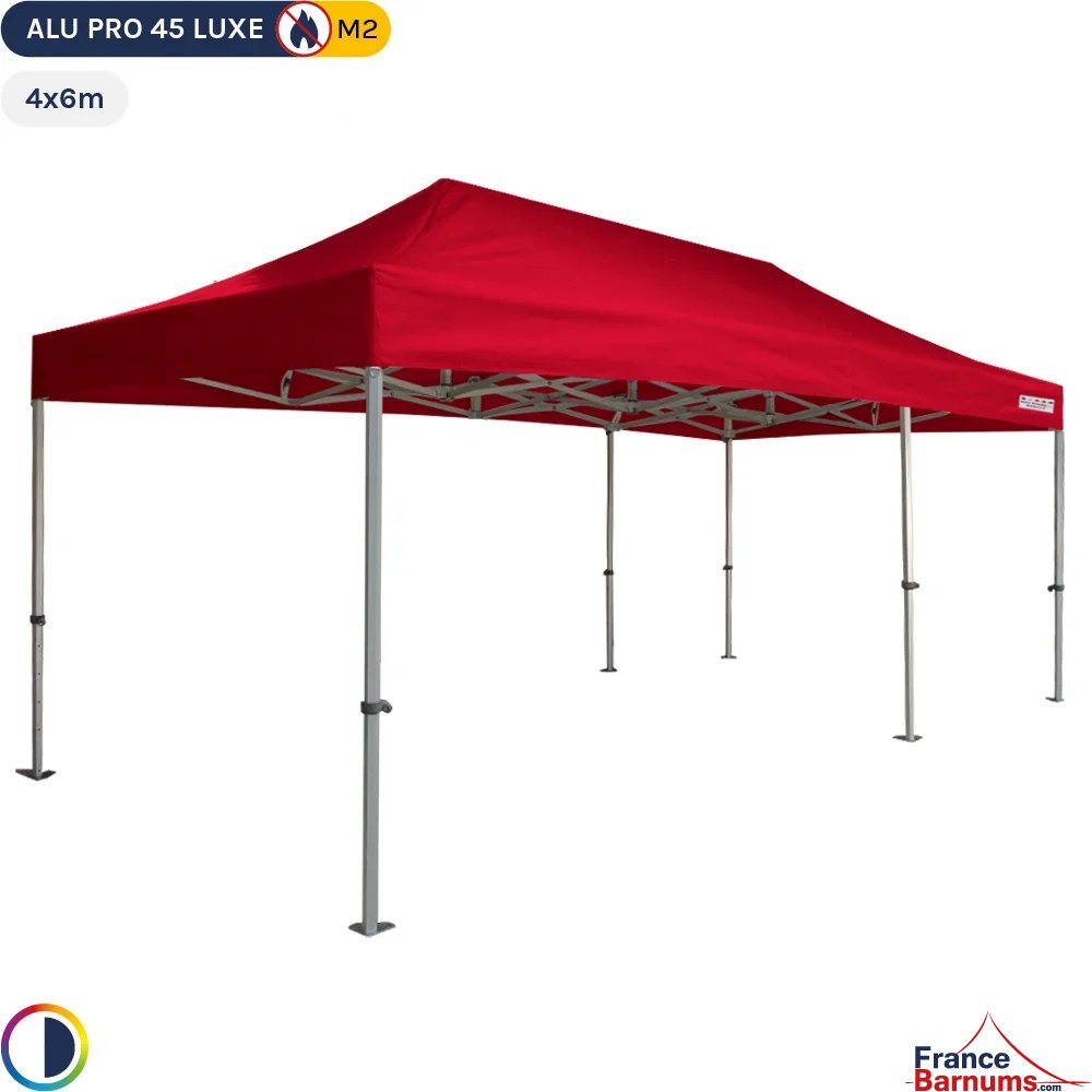 Tente pliante - Stand pliant Alu Pro 45 LUXE M2 4mx6m ROUGE 380gr/m²