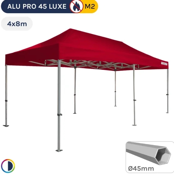 Barnum pliant - Stand pliant Alu Pro 45 LUXE M2 4mx8m ROUGE 380gr/m²