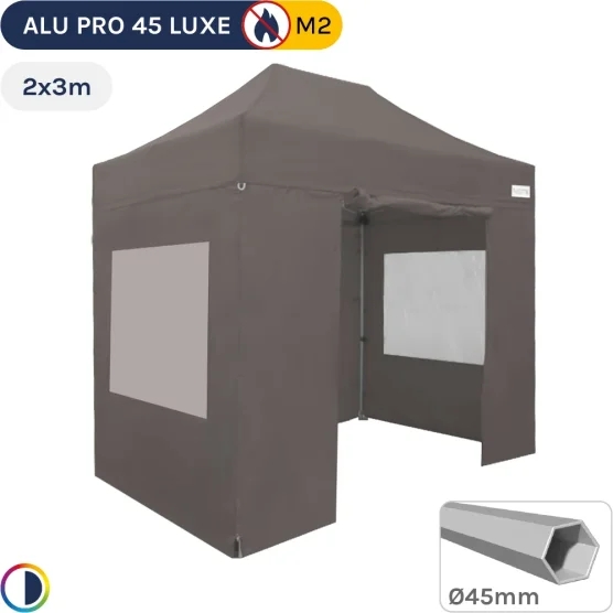 Barnum pliant - Stand pliant Alu Pro 45 LUXE M2 2mx3m TAUPE + Pack Fenêtres 380gr/m²