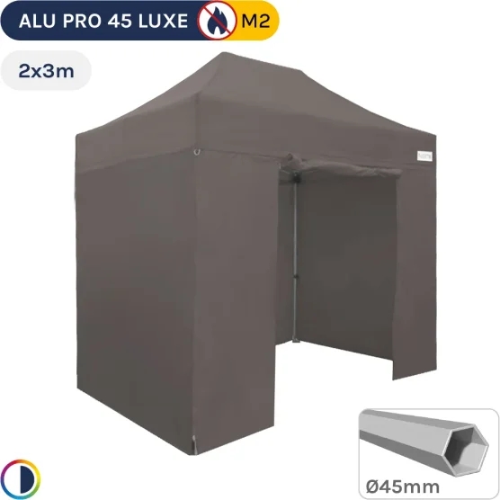 Barnum pliant - Stand pliant Alu Pro 45 LUXE M2 2mx3m TAUPE + Pack Côtés 380gr/m²