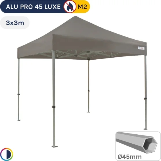 Barnum pliant - Stand pliant Alu Pro 45 LUXE M2 3mx3m TAUPE 380gr/m²