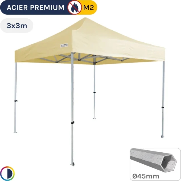 Barnum Pliant - Stand Acier Premium M2 3x3m BEIGE 380gr/m²