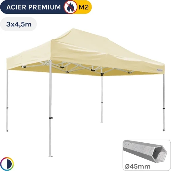 Barnum Pliant - Stand Acier Premium M2 3x4,5m BEIGE 380gr/m²