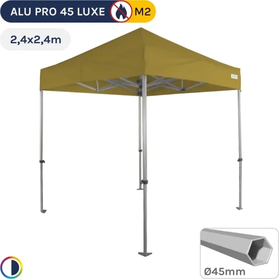 Barnum pliant - Tente pliante Alu Pro 45 LUXE M2 2,4mx2,4m VERT DORÉ 380gr/m²