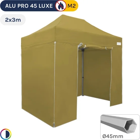 Barnum pliant Aluminium Pro 45 LUXE M2 2mx3m VERT DORÉ + Pack Côtés 380gr/m²