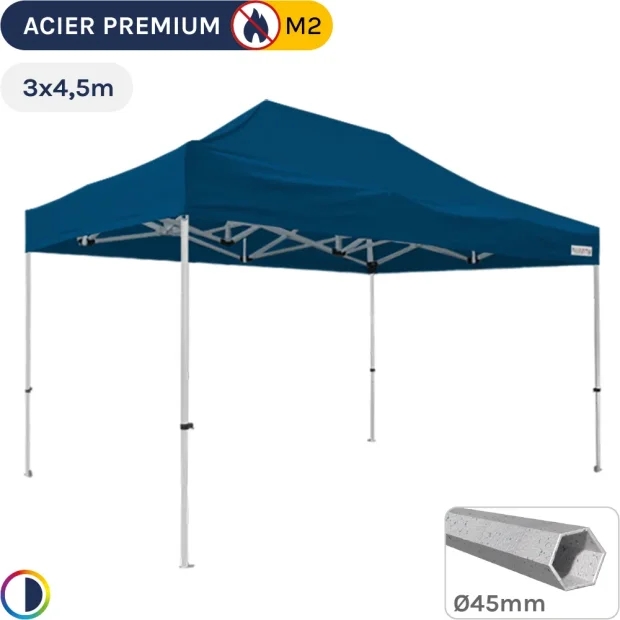 Barnum Pliant - Stand Acier Premium M2 3x4,5m BLEU 380gr/m²