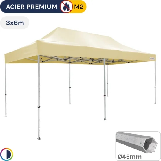 Barnum Pliant - Stand Acier Premium M2 3x6m BEIGE 380gr/m²