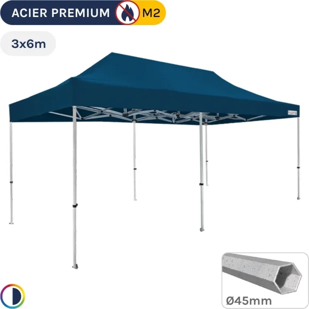 Barnum Pliant - Stand Acier Premium M2 3x6m BLEU 380gr/m²