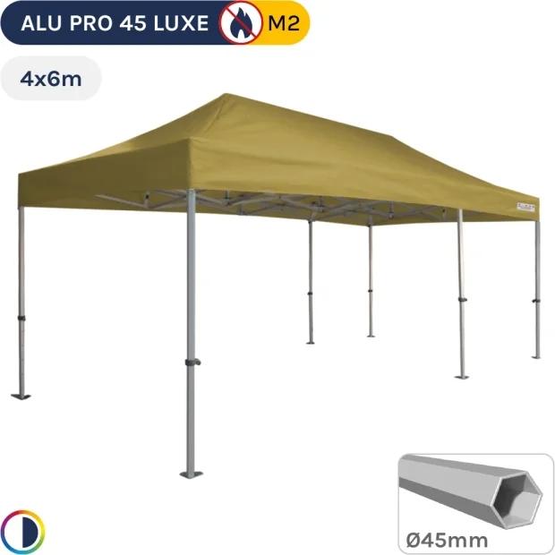 Barnum pliant - Tente pliante Alu Pro 45 LUXE M2 4mx6m VERT DORÉ 380gr/m²