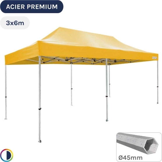 Barnum Pliant - Stand Acier Premium 3x6m JAUNE 380gr/m²