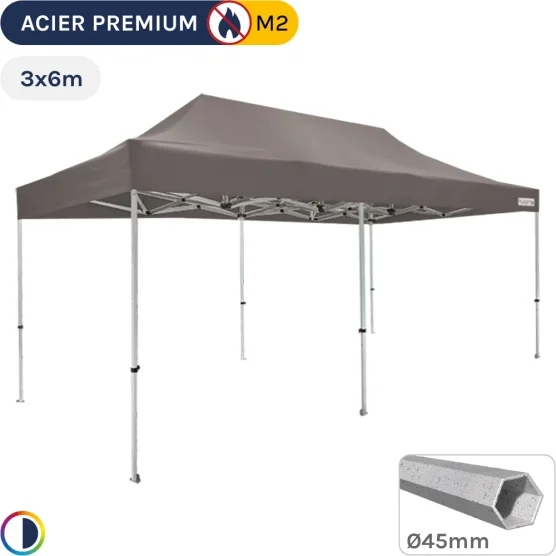 Barnum Pliant - Stand Acier Premium M2 3x6m TAUPE 380gr/m²