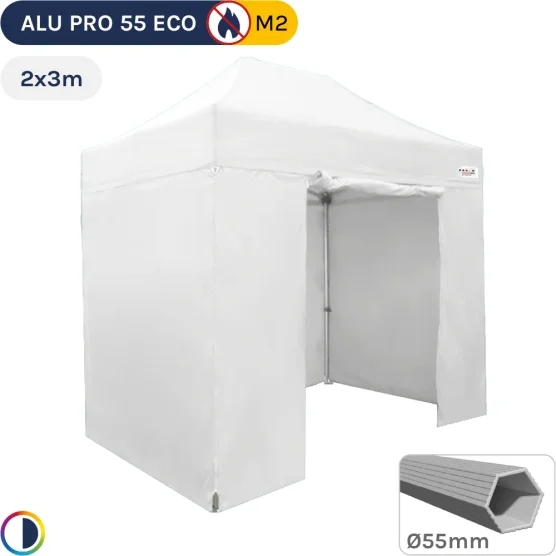 Barnum pliant Alu Pro 55 ECO M2 2mx3m BLANC + Toit 580gr/m² et Côtés 380gr/m²