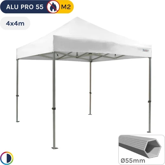 Barnum pliant Alu Pro 55 M2 4mx4m BLANC PVC 580gr/m²