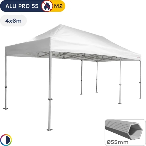 Barnum pliant Alu Pro 55 M2 4mx6m BLANC 580gr/m²