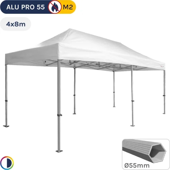 Barnum pliant Alu Pro 55 M2 4mx8m BLANC 580gr/m²