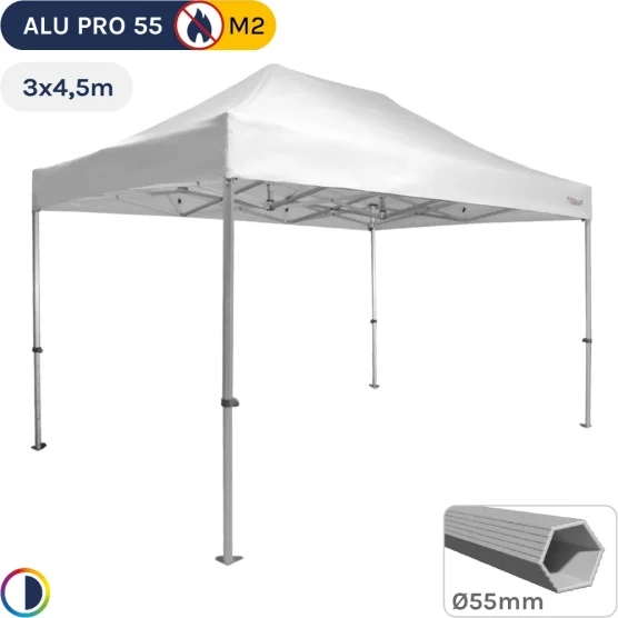 Barnum pliant Alu Pro 55 M2 3mx4,5m BLANC 580gr/m²