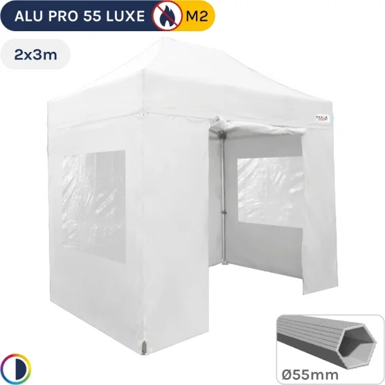 Barnum pliant Alu Pro 55 LUXE M2 2mx3m BLANC + Pack Fenêtres 580gr/m²