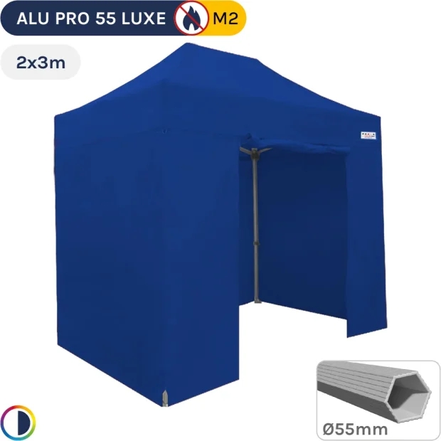 Barnum pliant Alu Pro 55 LUXE M2 2mx3m BLEU + Pack Côtés 580gr/m²