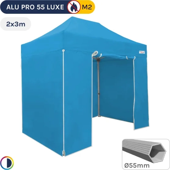 Barnum pliant Alu Pro 55 LUXE M2 2mx3m BLEU CIEL + Pack Côtés 580gr/m²