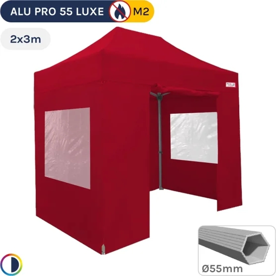 Barnum pliant Alu Pro 55 LUXE M2 2mx3m ROUGE + Pack Fenêtres 580gr/m²