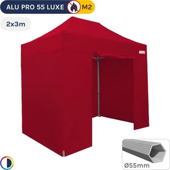 Barnum pliant Alu Pro 55 LUXE M2 2mx3m ROUGE + Pack Côtés 580gr/m²