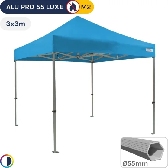 Barnum pliant Alu Pro 55 LUXE M2 3mx3m BLEU CIEL 580gr/m²