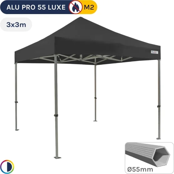 Barnum pliant Alu Pro 55 LUXE M2 3mx3m NOIR 580gr/m²