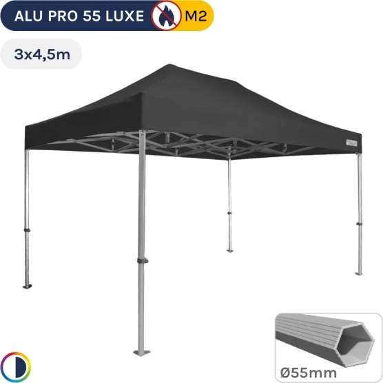 Barnum pliant Alu Pro 55 LUXE M2 3mx4,5m NOIR 580gr/m²