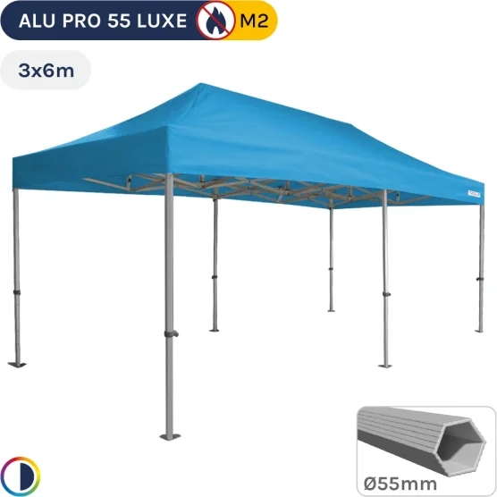 Barnum pliant Alu Pro 55 LUXE M2 3mx6m BLEU CIEL 580gr/m²