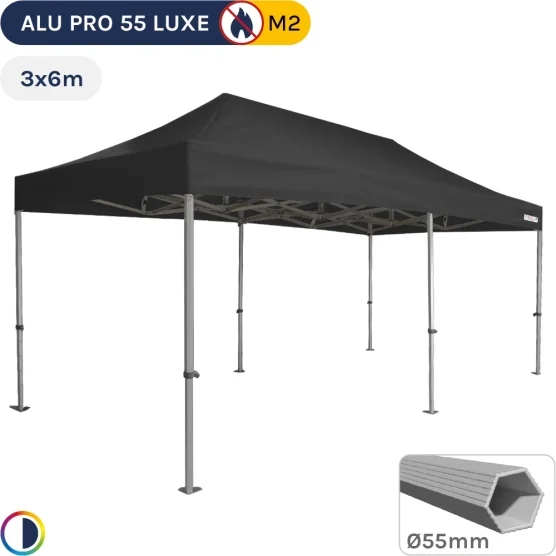 Barnum pliant Alu Pro 55 LUXE M2 3mx6m NOIR 580gr/m²