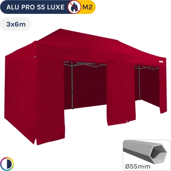 Barnum pliant Alu Pro 55 LUXE M2 3mx6m ROUGE + Pack Côtés 580gr/m²