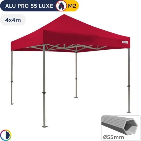 Barnum pliant Alu Pro 55 LUXE M2 4mx4m ROUGE PVC 580gr/m²