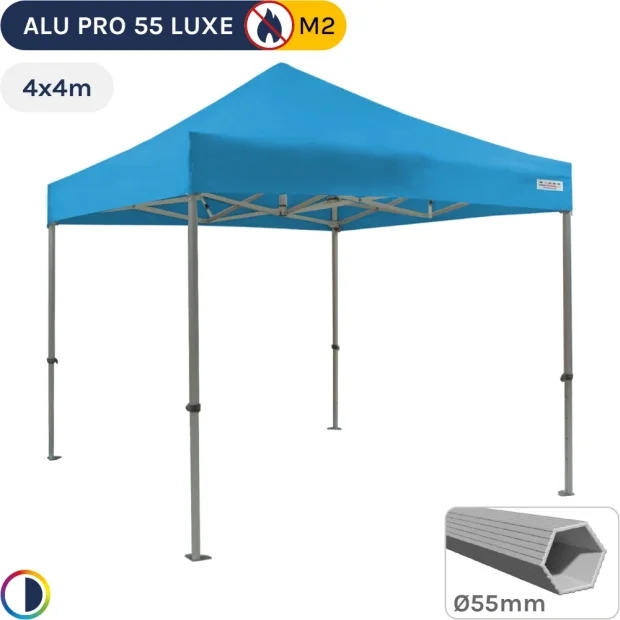 Barnum pliant Alu Pro 55 M2 4mx4m BLEU CIEL PVC 580gr/m²