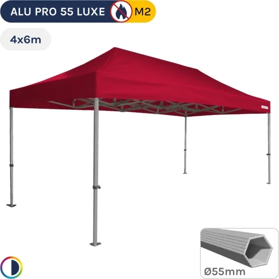 Barnum pliant Alu Pro 55 LUXE M2 4mx6m (4 pieds) ROUGE 580gr/m²