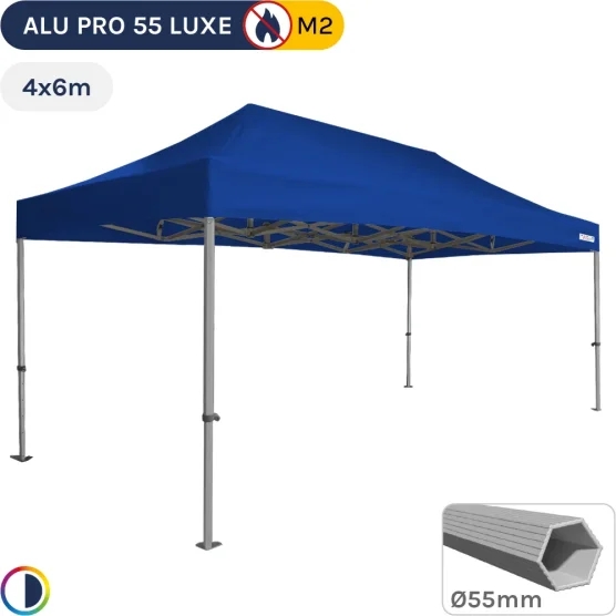 Barnum pliant Alu Pro 55 LUXE M2 4mx6m (4 pieds) BLEU 580gr/m²