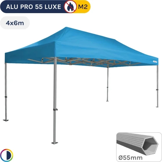 Barnum pliant Alu Pro 55 LUXE M2 4mx6m (4 pieds) BLEU CIEL 580gr/m²