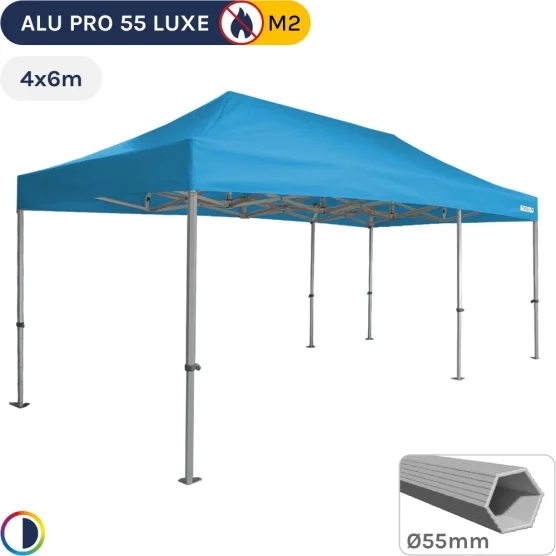 Barnum pliant Alu Pro 55 LUXE M2 4mx6m BLEU CIEL 580gr/m²