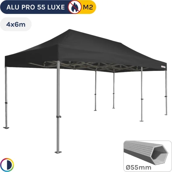 Barnum pliant Alu Pro 55 LUXE M2 4mx6m NOIR 580gr/m²