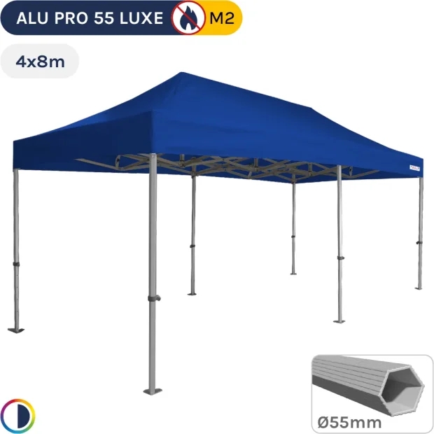 Barnum pliant Alu Pro 55 M2 4mx8m BLEU en PVC 580gr/m²