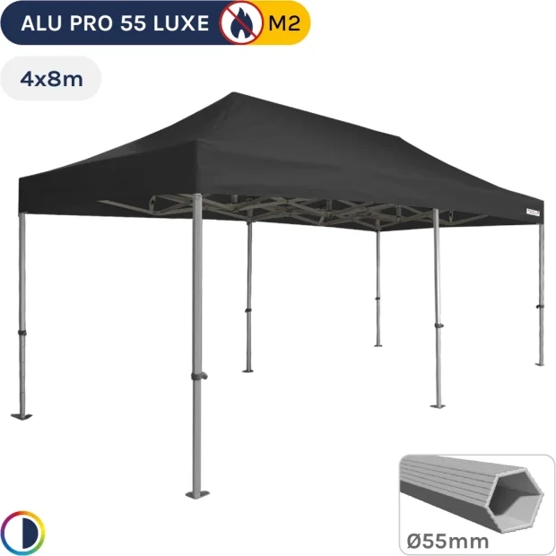 Barnum pliant Alu Pro 55 LUXE M2 4mx8m NOIR 580gr/m²