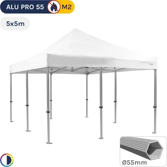 Barnum pliant Alu Pro 55 M2 5mx5m BLANC 580gr/m²