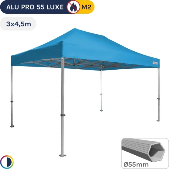 Barnum pliant Alu Pro 55 LUXE M2 3mx4,5m BLEU CIEL 580gr/m²