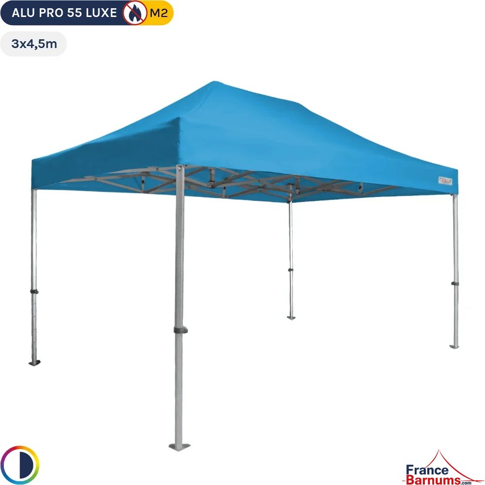 Tente Pliante Alu Pro 55 LUXE M2 3mx4,5m BLEU CIEL 580gr/m²